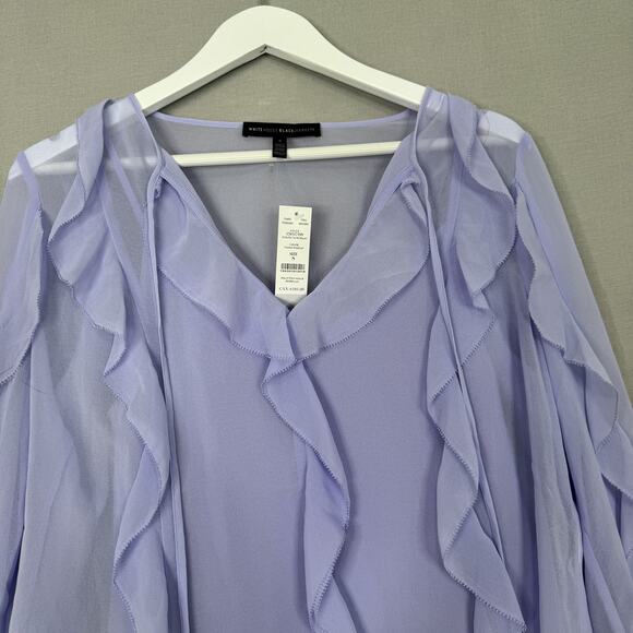 White House Black Market Blouse Womens Small Purple Ruffle Fairy Whimsy Boho Top - Picture 3 of 16